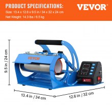 VEVOR Mug Heat Press, 11oz/11.5cm and 20oz/22cm Two Platens, LCD Cup Press Machine with Detachable Transfer Sublimation Mats, DIY Presser for Coffee Skinny Tumblers, Silica-Gel Printing, Blue