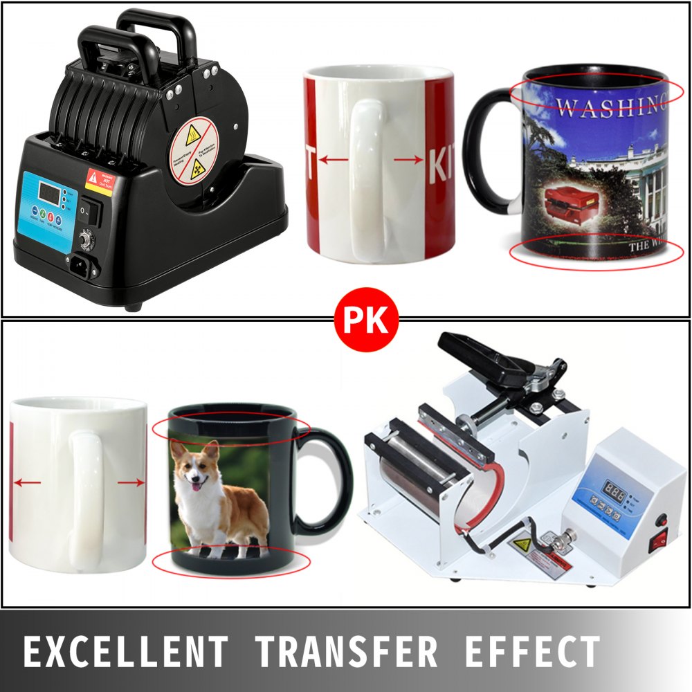 VEVOR Mug Press 600W Mug Heat Press 4 in 1 Black Mug Cup Bottle Heat Press Machine Mug Sublimation Heat Press for Transferring Pictures on 11oz, 9oz, 1.5oz, 3oz Mugs, Glasses and Cups