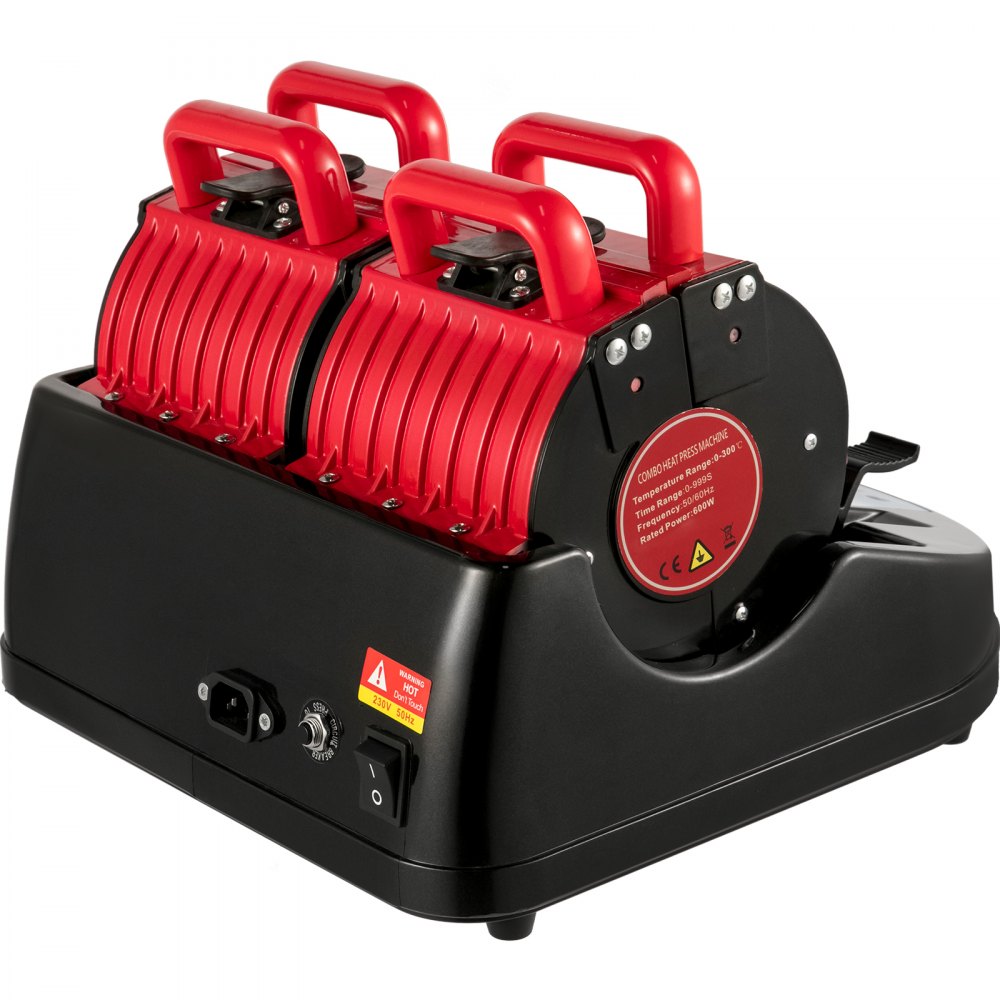 VEVOR Mug Heat Press 1200W Mug Press Red Heat Press Bottle 4 in 1 Cup Mug Sublimation Heat Press Sublimation Mug Press for Transferring Pictures with 11oz, 9oz, 1.5oz, 3oz Mugs Heating Accessories