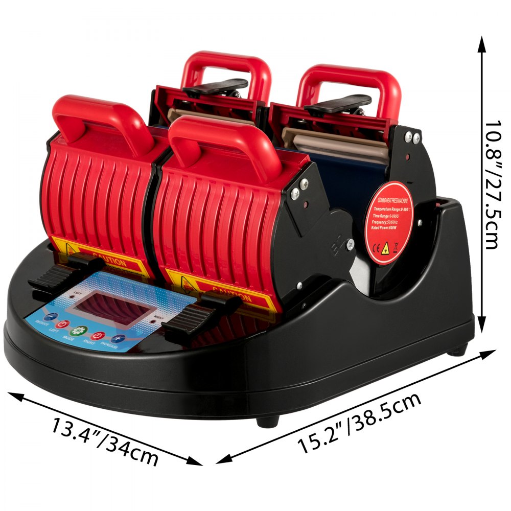 VEVOR Mug Heat Press 1200W Mug Press Red Heat Press Bottle 4 in 1 Cup Mug Sublimation Heat Press Sublimation Mug Press for Transferring Pictures with 11oz, 9oz, 1.5oz, 3oz Mugs Heating Accessories
