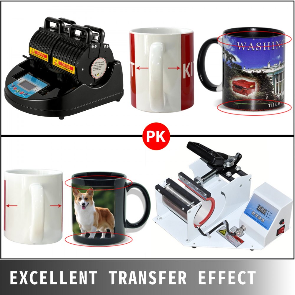 VEVOR Prensa de Tazas 1200W Prensa de Tazas Prensa de Calor Máquina de Prensa de Calor Negra 4 en 1 Taza Taza Sublimación Prensa de Calor Prensa de Tazas de Sublimación para Transferir Imágenes con Tazas de 11oz, 9oz, 1.5oz, 3oz Accesorios de Calefacción