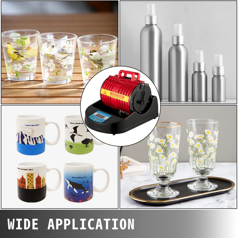 VEVOR Prensa de calor para tazas, 1300 W, prensa para tazas, botella de prensa de calor roja, taza multifuncional, máquina de prensa de calor para sublimación, prensa para tazas para transferir imágenes con tazas de 11 oz, 280 mm, accesorios de calefacción