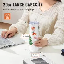 VEVOR 12 Pack Straight Sublimation Tumblers, 20 oz Blank Tumbler Bulk, Stainless Steel Double Wall Tumbler Cups with Straw, Lid, Brush, Base, Shrink Wrap, Gift Box, for Heat Press and Heat Transfer