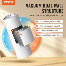 VEVOR 24 Pack Straight Sublimation Tumblers, 20 oz Blank Tumbler Bulk, Stainless Steel Double Wall Tumbler Cups with Straw, Lid, Brush, Base, Shrink Wrap, Gift Box, for Heat Press and Heat Transfer