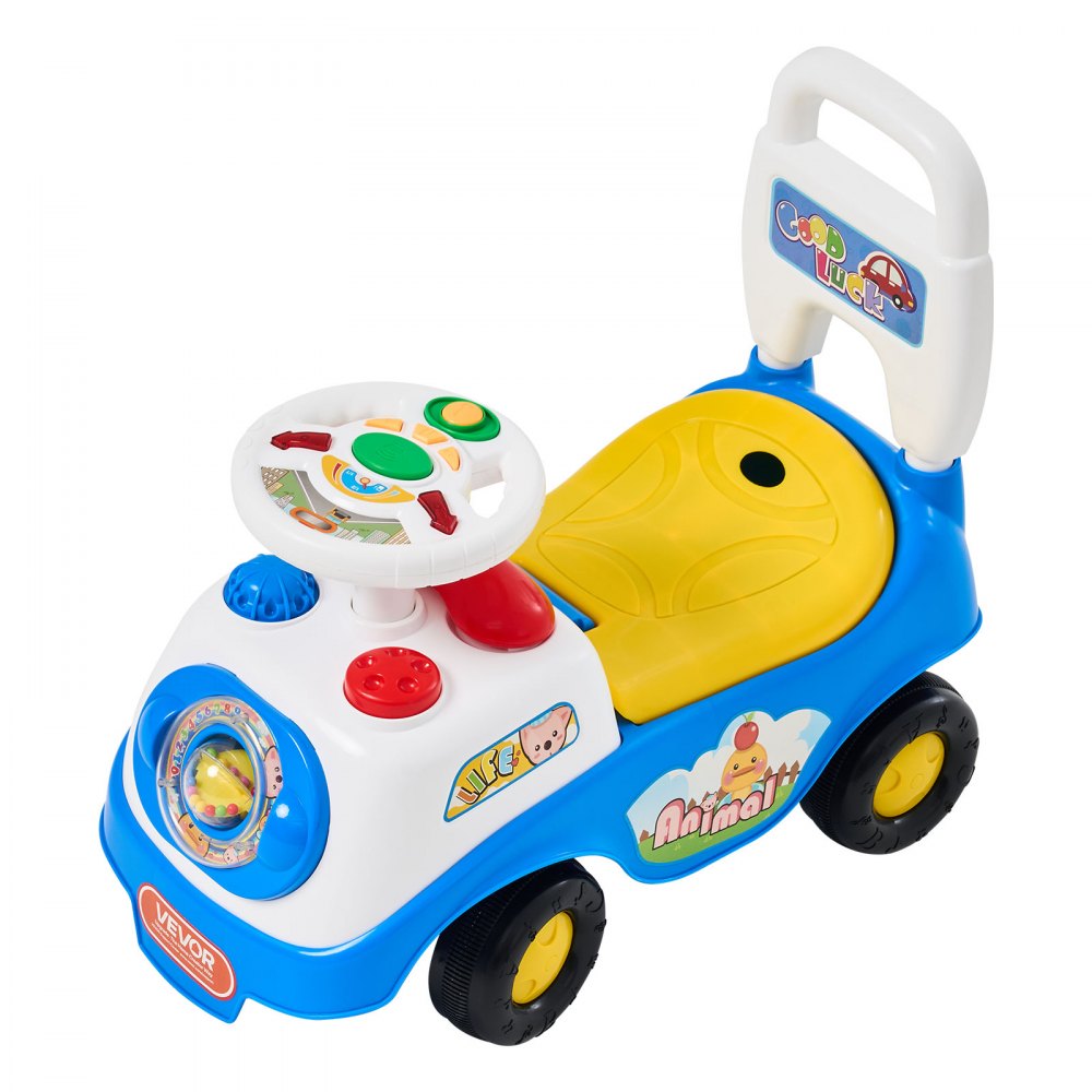 VEVOR Ride On Push Car for Toddlers Ages 19+ Months Sit-to-Stand Ride Toy, Kids Ride On Car for Boys & Girls, Music Steering Wheel, Horn, Under-Seat Storage, Detachable Back, Indoor & Outdoor Play