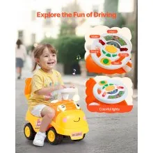 VEVOR Ride On Toddler Push Car, Push Car for Toddler 19 to 36 Months, Kids Ride On Toy with Horn & Music, 48.5 lbs Load Capacity, Under-seat Storage, Foot-to-Floor Walker for Toddlers Boys Girls