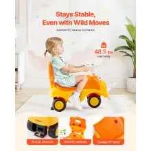 VEVOR Ride On Toddler Push Car, Push Car for Toddler 19 to 36 Months, Kids Ride On Toy with Horn & Music, 48.5 lbs Load Capacity, Under-seat Storage, Foot-to-Floor Walker for Toddlers Boys Girls