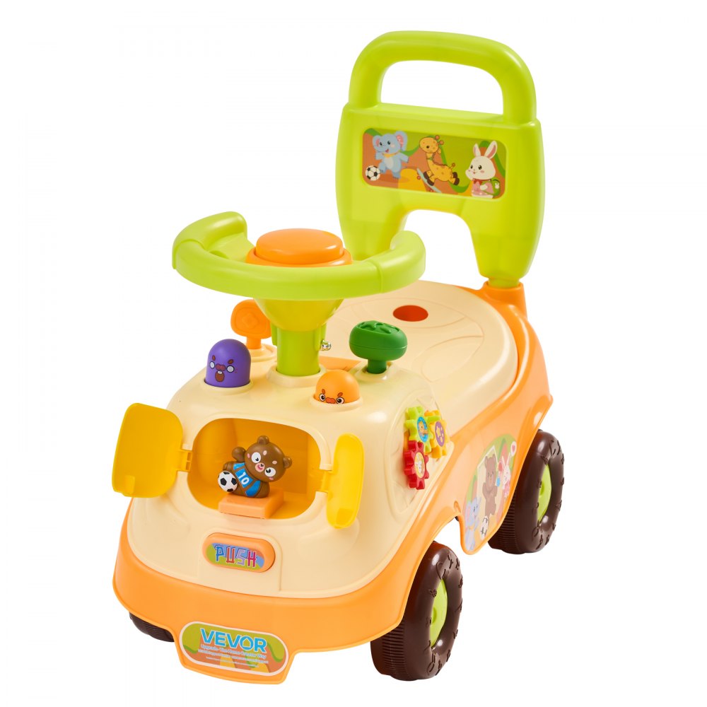 VEVOR Ride On Push Car for Toddlers Ages 19+ Months Sit-to-Stand Ride Toy, Kids Ride On Car for Boys Girls, Music Steering Wheel, Horn, Under-Seat Storage, Detachable Back,Indoor Outdoor Play,Yellow