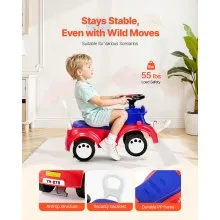 VEVOR Ride On Toddler Push Car, Push Car for Toddler 19 to 36 Months, Kids Ride On Toy with Music & Under-seat Storage, 55 lbs Load Capacity, Foot-to-Floor Walker for Toddlers Boys Girls, Red