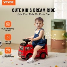 VEVOR Ride On Push Car for Toddlers, Ages 1-3, Ride Racer, Sit to Stand Toddler Ride On Toy, Classic Kids Ride On Car with Music Steering Wheel & Under Seat Storage, Ride On Toy for Boys Girls, Red