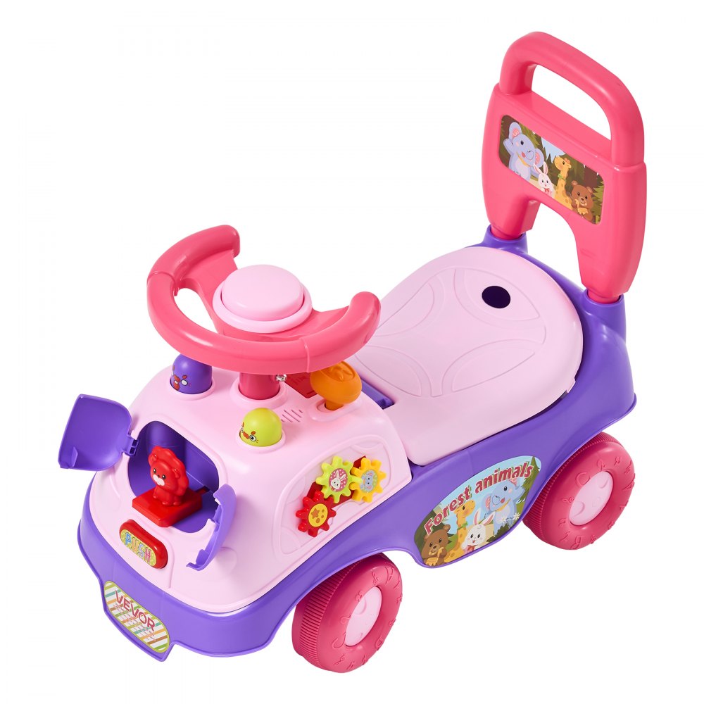 VEVOR Ride On Push Car for Toddlers Ages 19+ Months Sit-to-Stand Ride Toy, Kids Ride On Car for Boys Girls, Music Steering Wheel, Horn, Under-Seat Storage, Detachable Back,Indoor Outdoor Play,Purple
