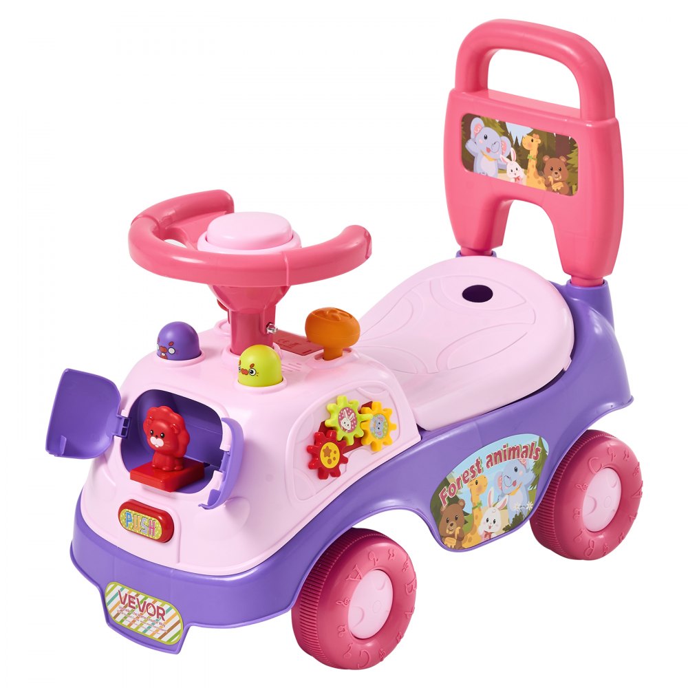 VEVOR Ride On Push Car for Toddlers Ages 19+ Months Sit-to-Stand Ride Toy, Kids Ride On Car for Boys Girls, Music Steering Wheel, Horn, Under-Seat Storage, Detachable Back,Indoor Outdoor Play,Purple