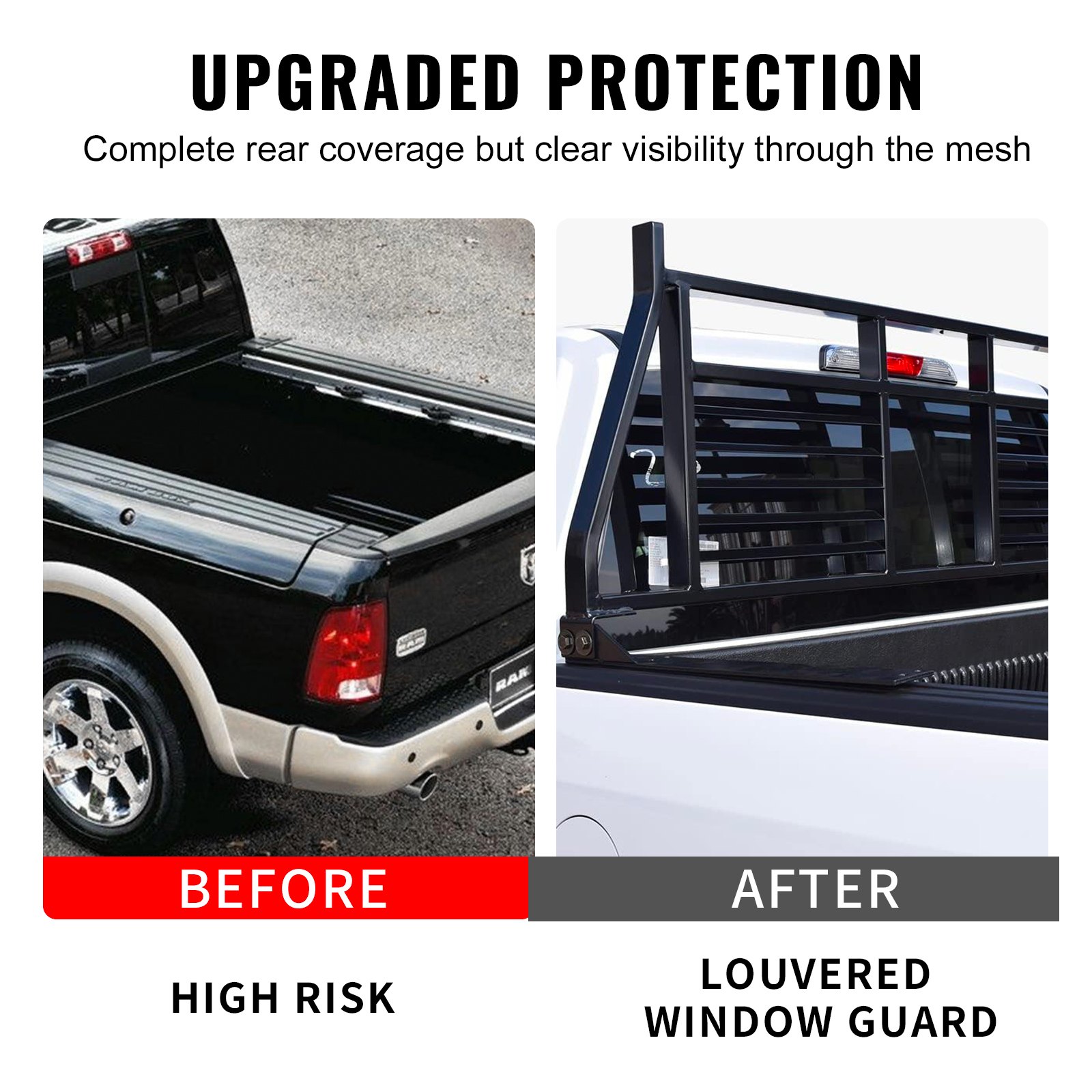 VEVOR Headache Rack, Alloy Steel Headache Rack, Truck Bed Mount Rack, Heavy-Duty Steel Truck Headache Rack Cab Protector for Most Full-size Pickups