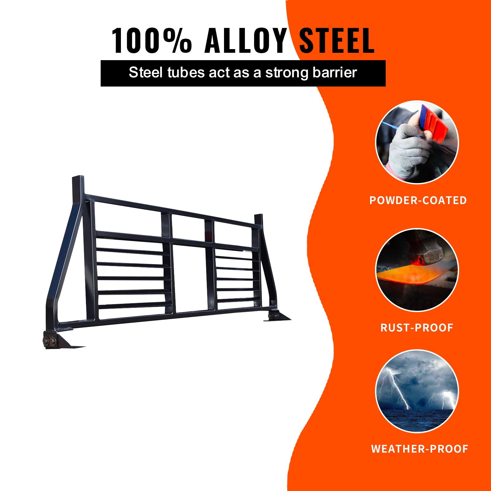 VEVOR Headache Rack, Alloy Steel Headache Rack, Truck Bed Mount Rack, Heavy-Duty Steel Truck Headache Rack Cab Protector for Most Full-size Pickups