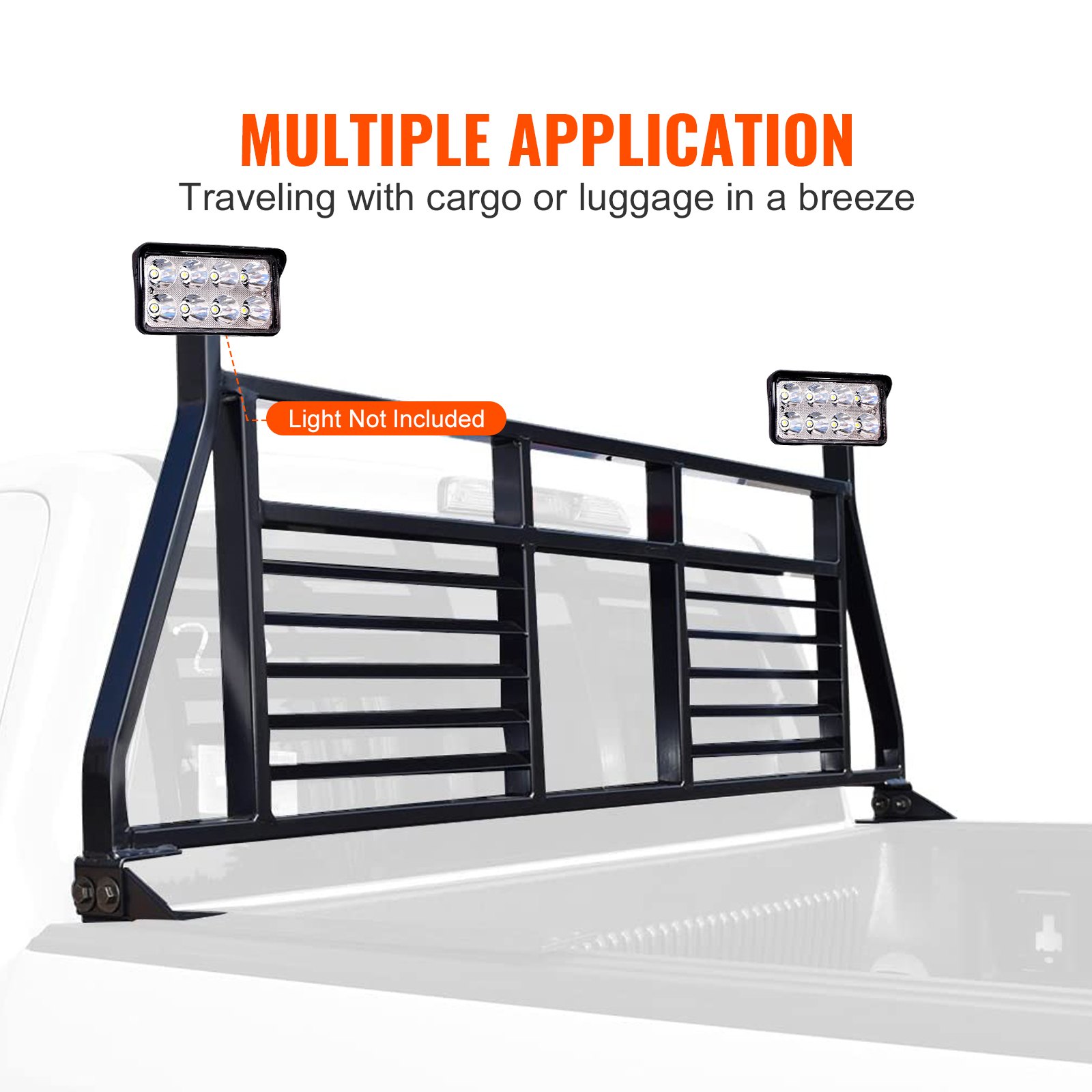 VEVOR Headache Rack, Alloy Steel Headache Rack, Truck Bed Mount Rack, Heavy-Duty Steel Truck Headache Rack Cab Protector for Most Full-size Pickups