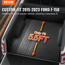VEVOR podložka do nákladného auta, vhodná pre roky 2015-2023 Ford F150 5,5 FT krátka posteľ, 66,5" x 64" gumená vložka do postele, 1/4" hrubá podložka do auta Príslušenstvo do auta na ochranu za každého počasia, zabránenie pošmyknutiu alebo poškodeniu