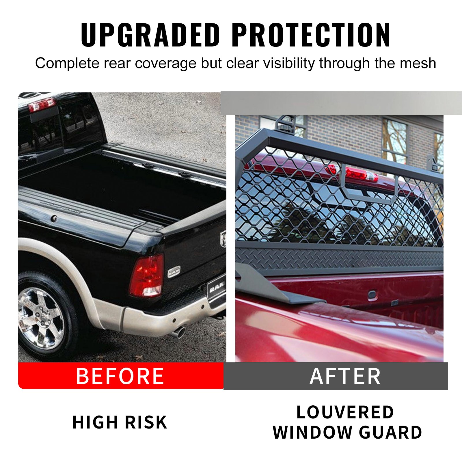 VEVOR Headache Rack, Aluminum Headache Rack, Truck Bed Mount Rack, Heavy-Duty Aluminum Truck Headache Rack Cab Protector for Most Full-size Pickups