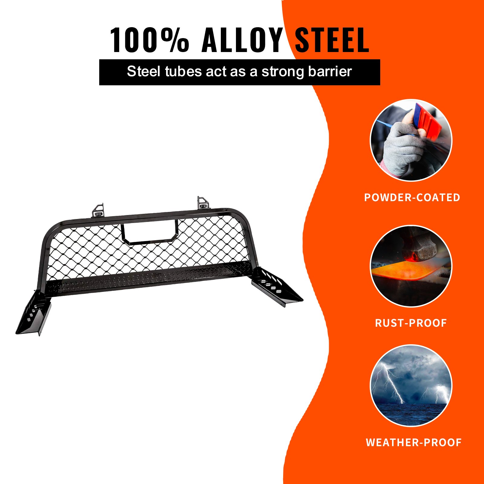 VEVOR Headache Rack, Aluminum Headache Rack, Truck Bed Mount Rack, Heavy-Duty Aluminum Truck Headache Rack Cab Protector for Most Full-size Pickups