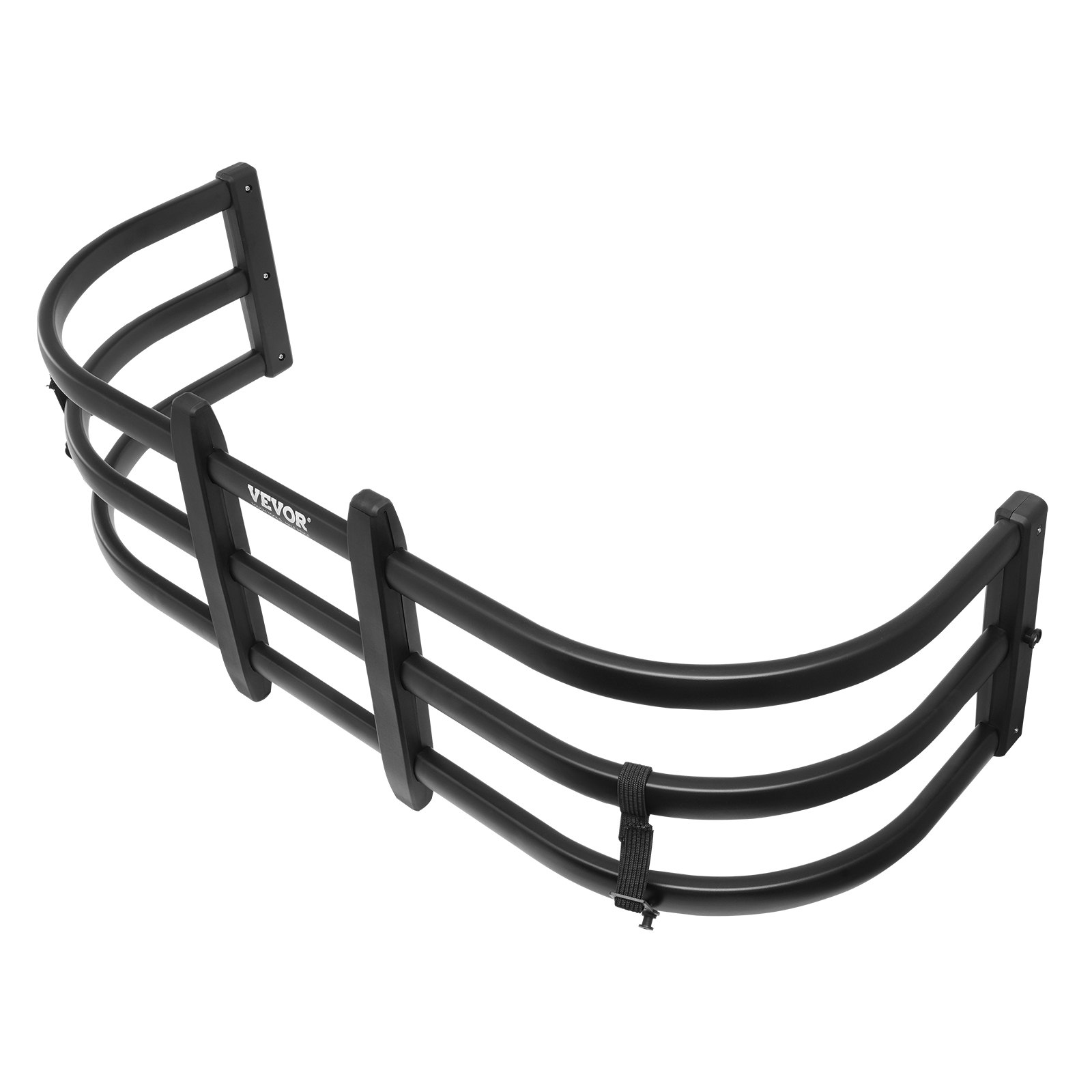 VEVOR truck bed extender in black with three parallel bars and a curved design.