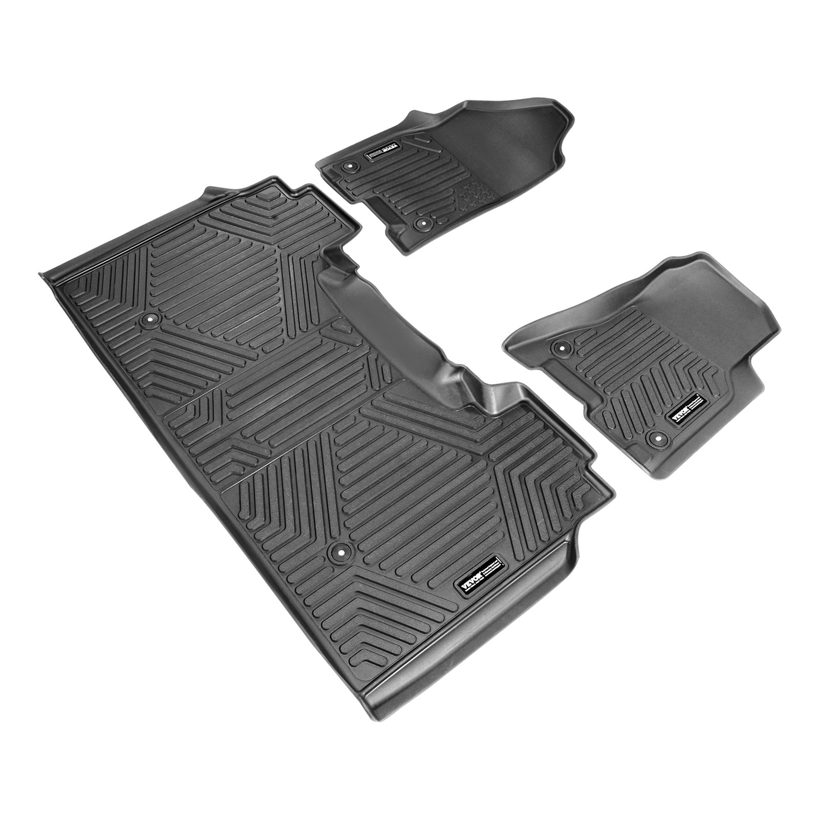 VEVOR Automotive Floor Mats, Fits for Dodge Ram 1500 Crew Cab 2019-2024, 3 pcs Front and 2nd Row Liners, All Weather Custom Fit TPE Vehicle Floor Mats, Easy to Clean Floor Liners for Trucks, Black