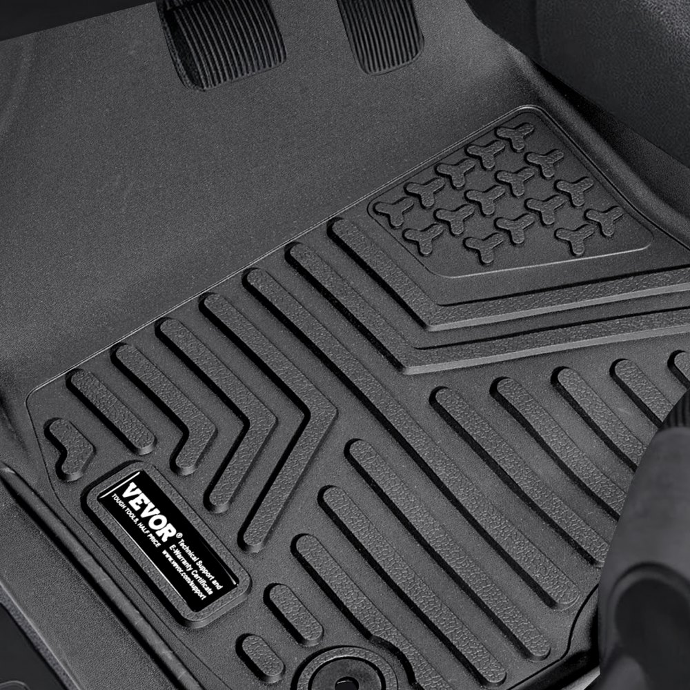 Vevor Truck Floor Liners, Fits Dodge Ram 1500/2500/3500 & 1500 Classic 2013-2018/2019-2022(Crew Cab Only), Include 3 Front & Second Row Mats, Weather-Resistant TPE Custom Fit Mats for Pickup, Black