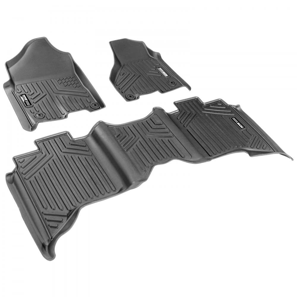 Vevor Truck Floor Liners, Fits Dodge Ram 1500/2500/3500 & 1500 Classic 2013-2018/2019-2022(Crew Cab Only), Include 3 Front & Second Row Mats, Weather-Resistant TPE Custom Fit Mats for Pickup, Black