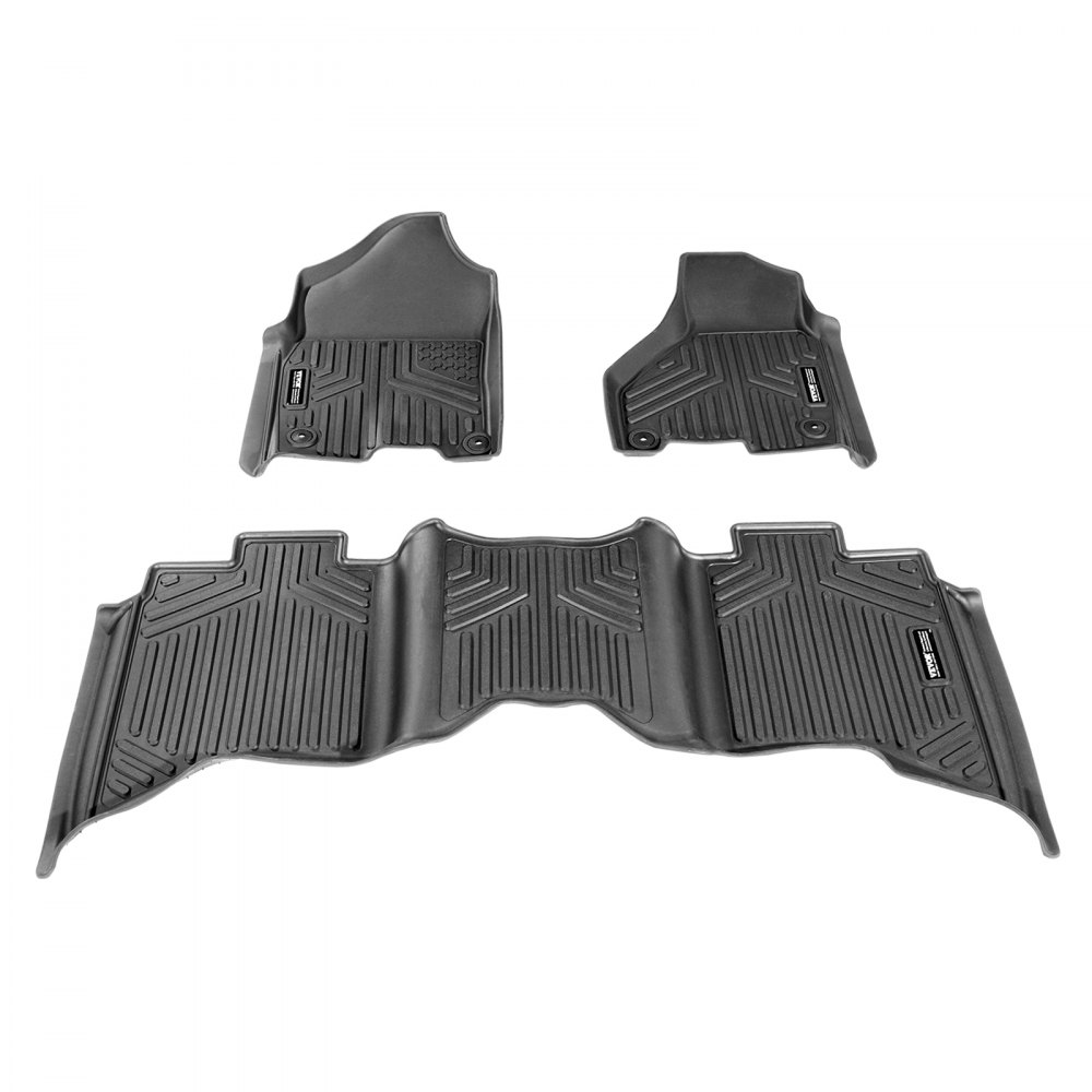 Vevor Truck Floor Liners, Fits Dodge Ram 1500/2500/3500 & 1500 Classic 2013-2018/2019-2022(Crew Cab Only), Include 3 Front & Second Row Mats, Weather-Resistant TPE Custom Fit Mats for Pickup, Black