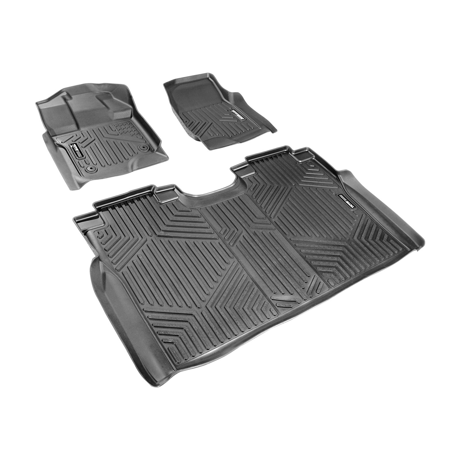 VEVOR Automotive Floor Mats, Fits for 2015-2024 Ford F-150 (Includes 2022-2024 Lightning) SuperCrew with Carpet & Without Fold Flat Storage, 3 pcs Front and 2nd Row Liners, Liners for Trucks, Black