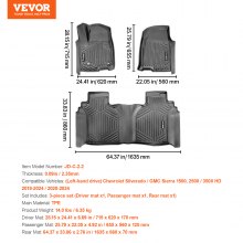 VEVOR Automotive Floor Mats Fits for Chevrolet Silverado/GMC Sierra 1500 3 pcs