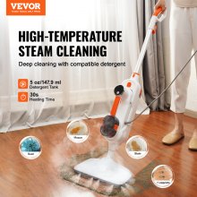 VEVOR Steam Mop, 8-in-1 Hard Wood Floor Cleaner with 7 Replaceable Brush Heads, for Various Hard Floors, Like Ceramic, Granite, Marble, Linoleum, Natural Floor Mop with 2 pcs Machine Washable Pads