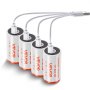 VEVOR Rechargeable D Batteries 4 Pack 1.5V 6000mWh Lithium D Battery USB-C Cable