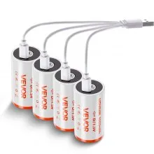 VEVOR Rechargeable D Batteries 4 Pack 1.5V 6000mWh Lithium D Battery USB-C Cable