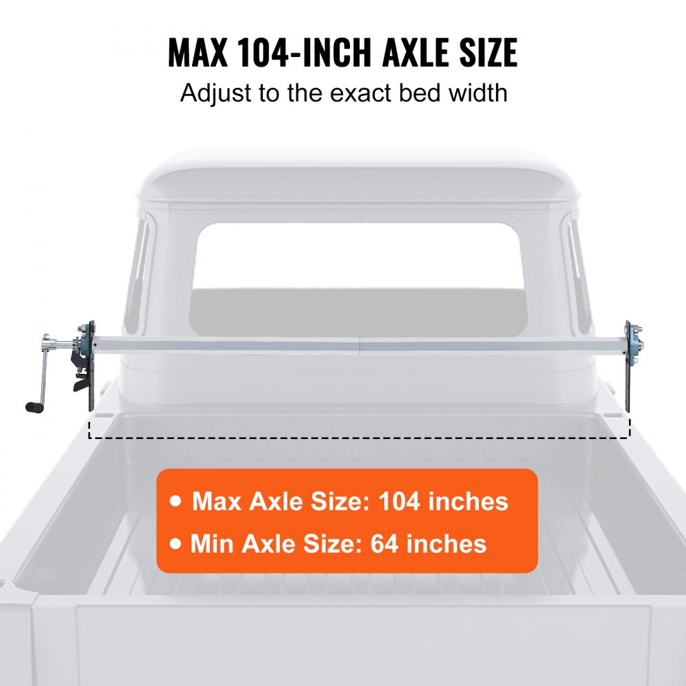 VEVOR Hand Crank Tarp Roller Kit, 64" to 104" Wide, Aluminum Alloy, Manual Cab Level Dump Truck Tarp Roller with 7" Sponge-Wrapped Handle, Perfect for Dump Trucks, Trailers, Trash Haulers (No Tarp)