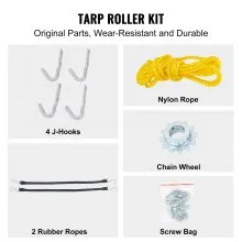 VEVOR Hand Crank Tarp Roller Kit, 64" to 104" Wide, Aluminum Alloy, Manual Cab Level Dump Truck Tarp Roller with 7" Sponge-Wrapped Handle, Perfect for Dump Trucks, Trailers, Trash Haulers (No Tarp)