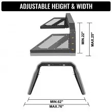 VEVOR Truck Roll Bar Chase Rack Adjustable with 6 Amber Auxiliary Side Marker Lamps, Universal Fit for Pickup Trucks