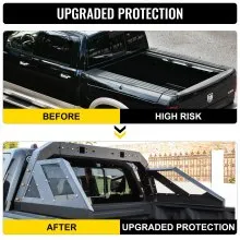 VEVOR Truck Roll Bar Chase Rack Adjustable with 6 Amber Auxiliary Side Marker Lamps, Universal Fit for Pickup Trucks