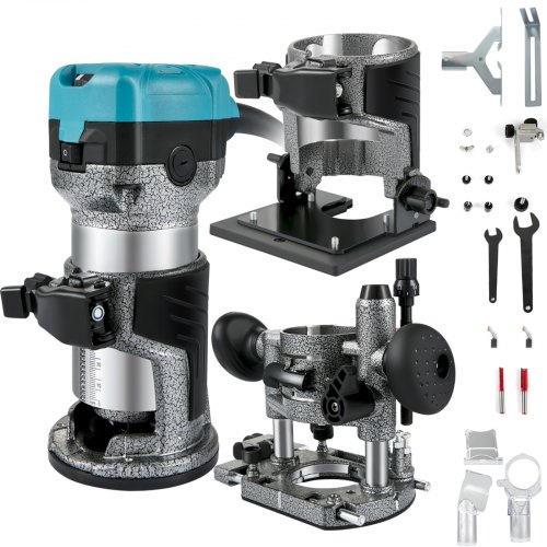 VEVOR Router Tool, 710W Wood Router, Router for Woodworking w/ 3 Router Collets, Wood Router Tool w/ Fixed & Plunge & Tilt Base, Woodworking Router w/ Aluminum Shell & 13000-33000 r/min Rotating Speed