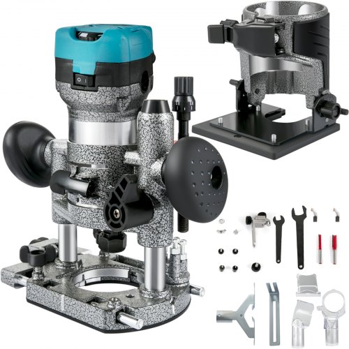 VEVOR Router Tool, 710W Wood Router, Router for Woodworking w/ Three Router Collets, Wood Router Tool w/ Tilt & Plunge Base, Woodworking Router w/ Aluminum Shell and 13000 - 33000 r/min Rotating Speed