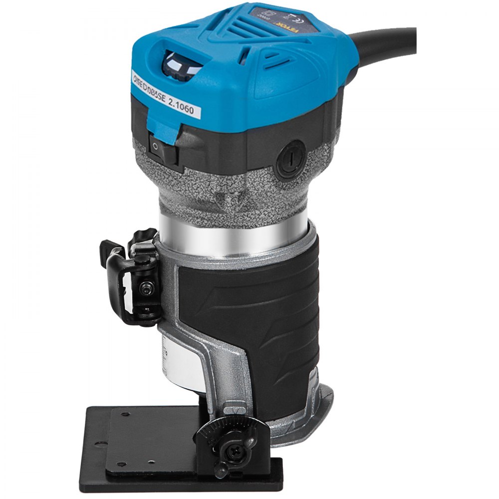 VEVOR 800W Max Torque Variable Speed 30,000RPM Compact Router with Collets 6.4 mm & 9.5 mm 1 x Plunge Base & 1 x Tilt Base 220V