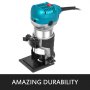 800W Max Torque Variable Speed 30,000RPM Compact Router with Collets 1/4" & 3/8" 1 x Plunge Base & 1 x Tilt Base 220V