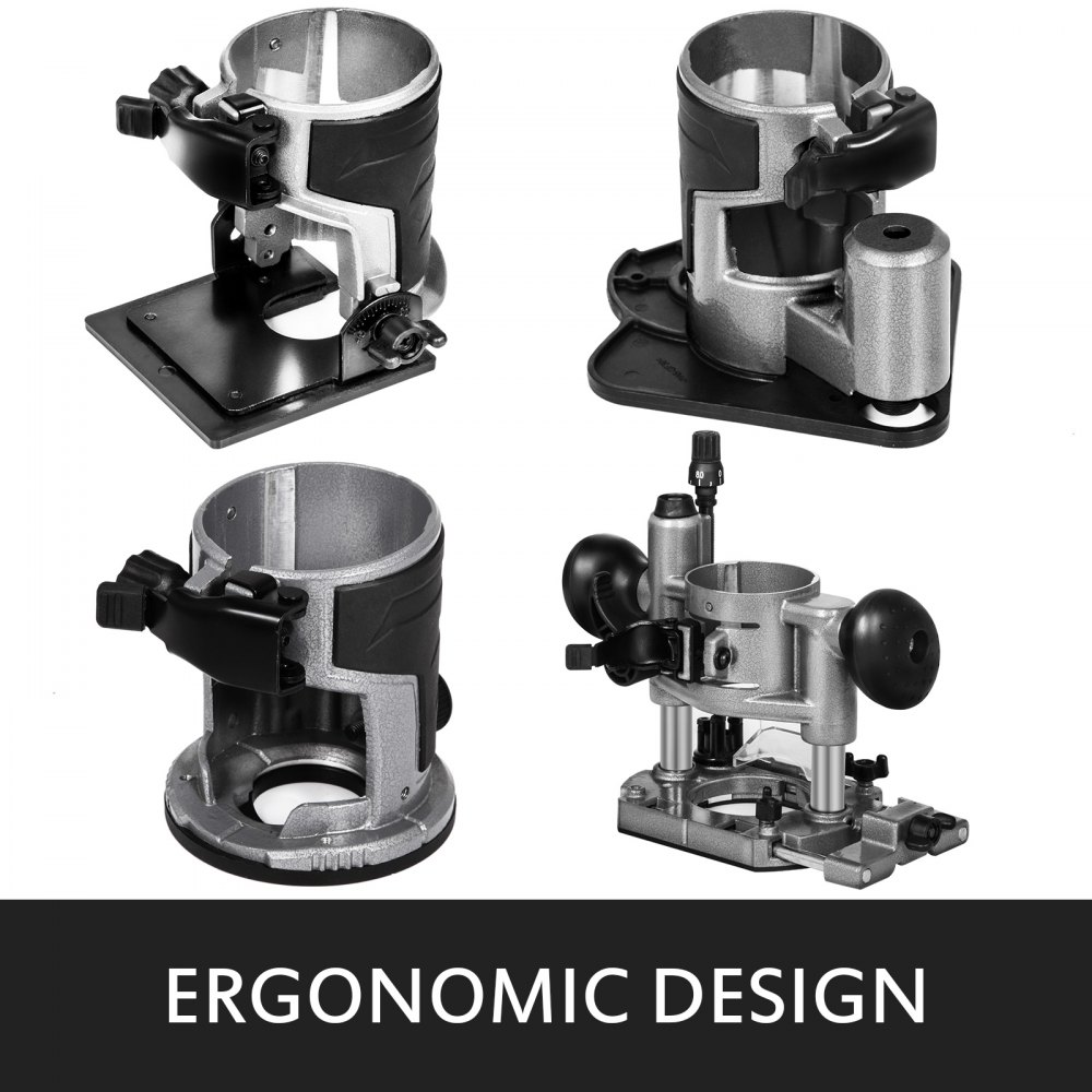 800W Max Torque Variable Speed 30,000RPM Compact Router with Collets 1/4" & 3/8" 1x Plunge Base 1x Tilt Base 1x Offset Base 220V