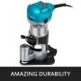800W Max Torque Variable Speed 30,000 RPM Compact Router with Collets 1/4" & 1 x Offset Base