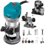 VEVOR 1.25HP Compact Router Kit Max Torque 30,000RPM Variable Speed Router With Fixed Base, Plunge Base and Offset Base For Woodworking & Furniture Manufacturing