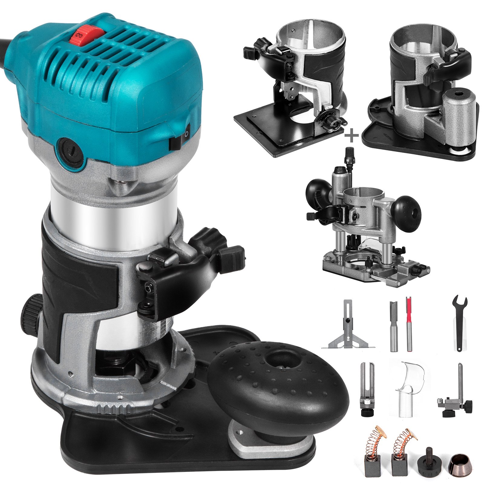 Compact Router Kit With Plunge/Tilt/Offset Base Large Speed Range 710W Ergonomic
