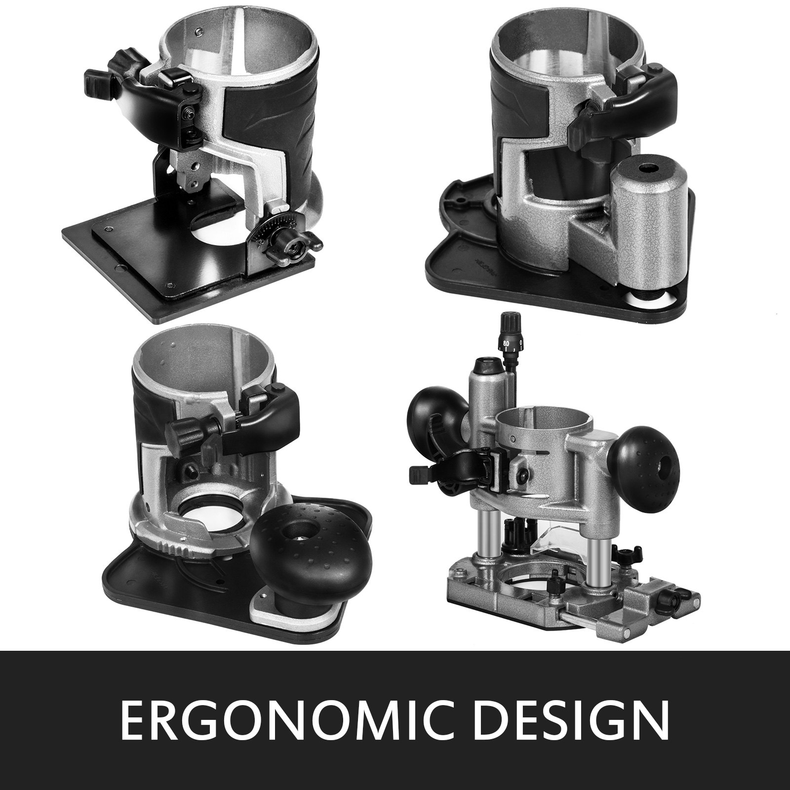 Compact Router Kit With Plunge/Tilt/Offset Base Large Speed Range 710W Ergonomic