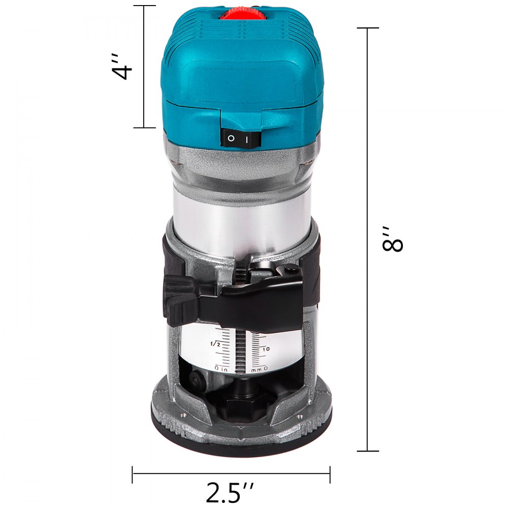 VEVOR Compact Router 1.25HP with Fixed Base and Plunge Base，Variable Speed Wood Router Kit Max Torque 30,000RPM For Woodworking and Furniture Manufacturing