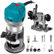 VEVOR Compact Router 1.25HP with Fixed Base and Plunge Base, Variable Speed Wood Router Kit Max Torque 30,000 RPM for Woodworking and Furniture Manufacturing