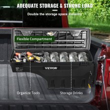 VEVOR Truck Bed Storage Box, Lockable Lid, Waterproof ABS Wheel Well Tool Box 6.6 Gal/20 L with Password Padlock, Compatible with Dodge Ram 1500 2019-2021, Passenger Side, Black