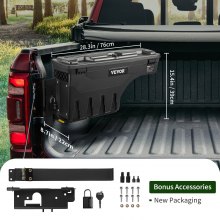 VEVOR Truck Bed Storage Box, Fits 2015-2020 Ford F150, Driver Side, Lockable Lid, Waterproof PA6 Wheel Well Tool Box 6.6 Gal/25 L with Password Padlock, Black