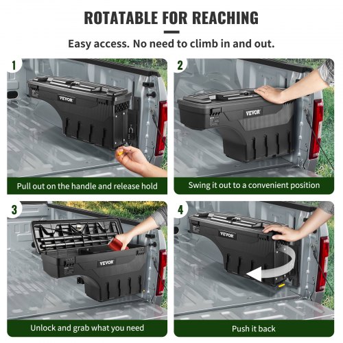 Pair Of Lockable Rear Storage Tool Boxes For 2015-2019 Ford F-150 Truck Bed (Left & Right, Black Textured)